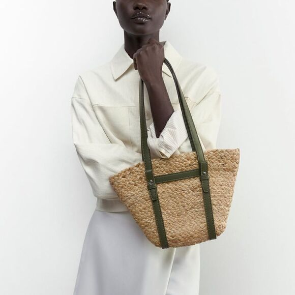 NWT Zara Jute Midi Tote Bag - Picture 3 of 9